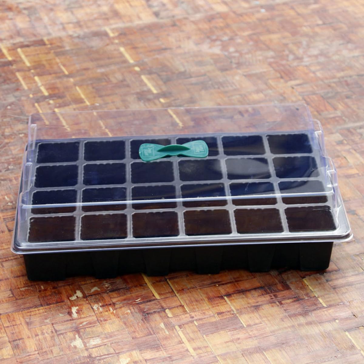 SHINEOFI Lot de 3 Sets de Sets de Plateaux de Germination en PVC Noir Couvercle Transparent, 24 Alvéoles pour Semis, Maintien de Chaleur et Humidité, pour Graines et Plantes