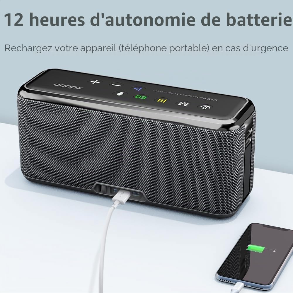 XDOBO X8 Max Haut-parleur Bluetooth portable sans fil avec son stéréo pour extérieur, haut-parleurs étanches pour ordinateur de bureau, haut-parleurs Bassup avec son Surround 360° de graves