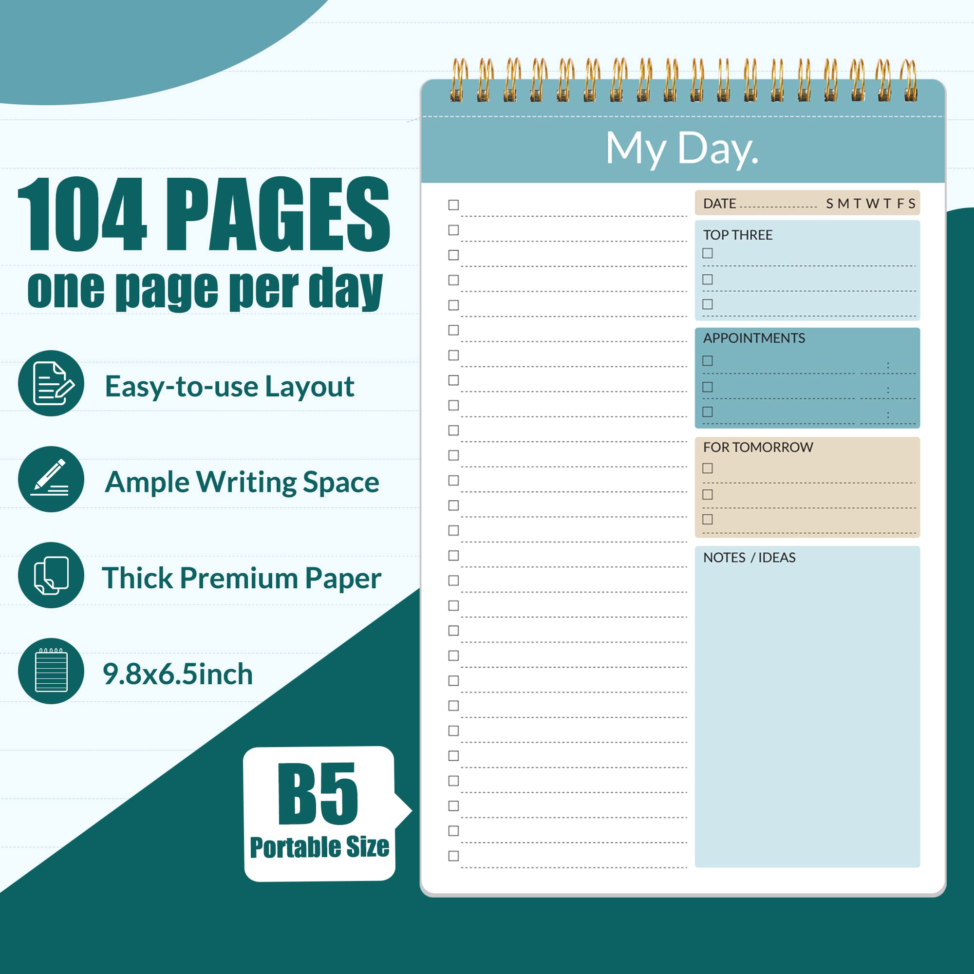 Snapklik.com : SUNEE To Do List Notepad - Daily Task Planner Pad, Last ...