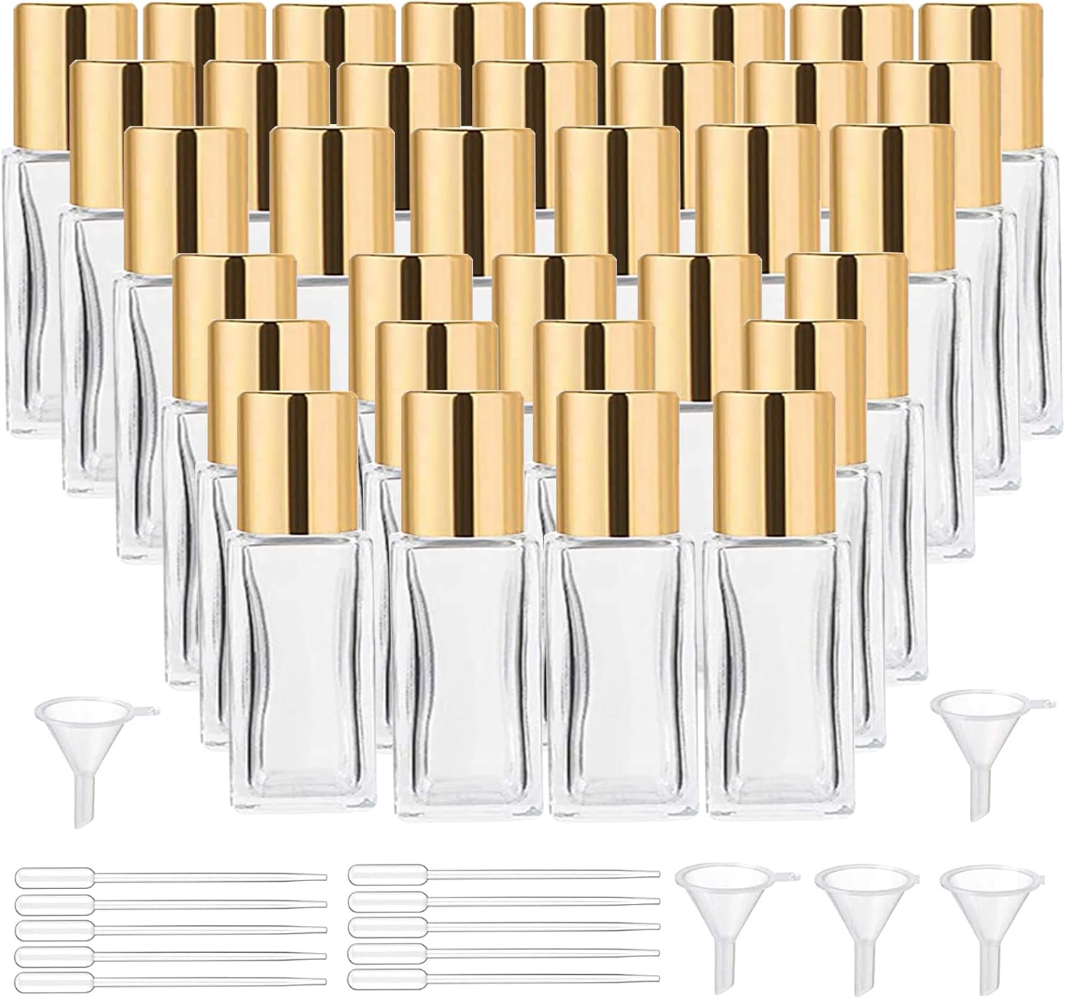 wifreo 40 Pcs 5 ml Glass Roll On Bottle for Essential Oils, Clear Perfume Sample Bottles with Stainless Steel Roller Ball, Portable Practical