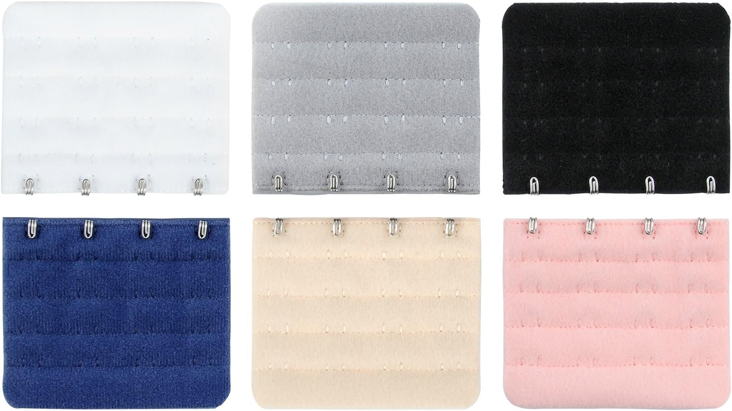 Women’s Four-Hook 3/4 Inch Bra Back Strap Extender Breathing Room(Set of 6)