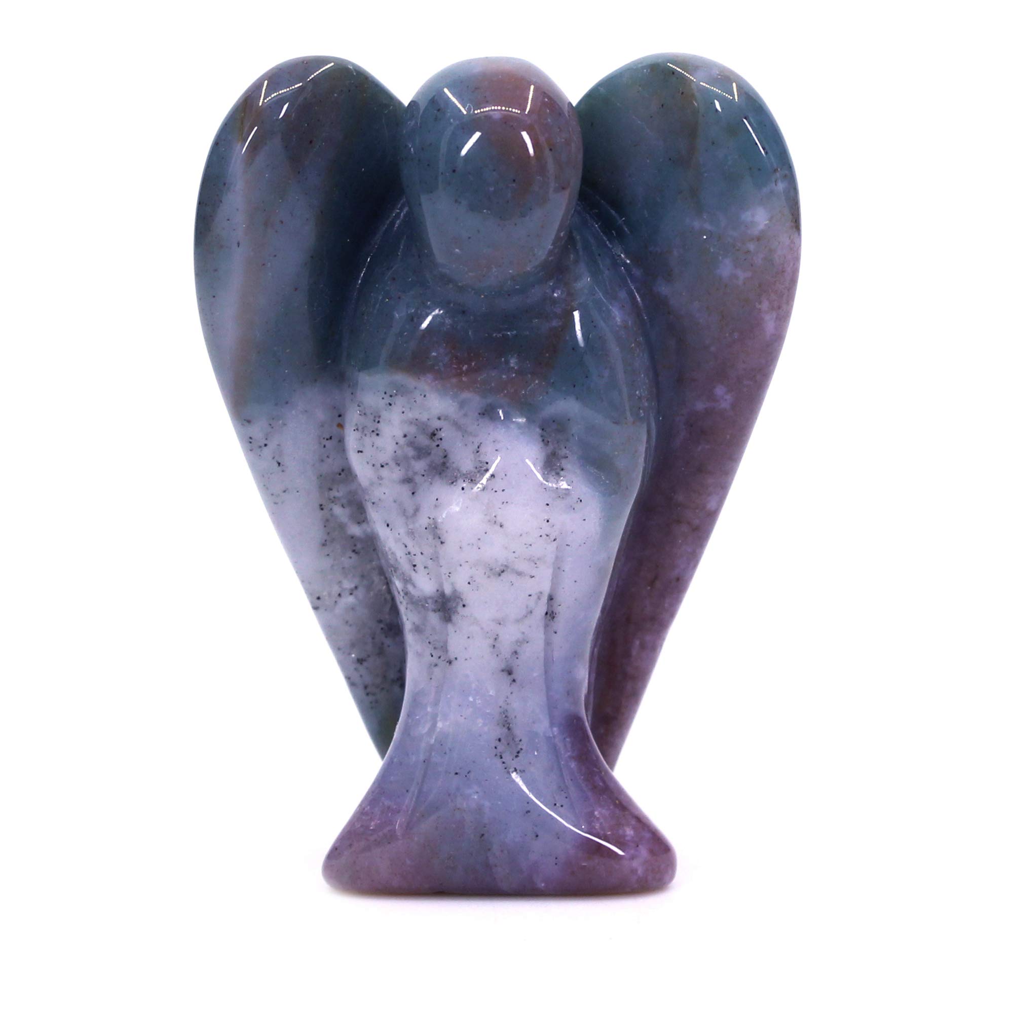 Chenyue Natural India Agate Gemstone Peace Angel Pocket Guardian Angel Healing Statue 2 Inch