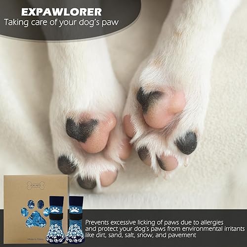 Miniatura 3 de EXPAWLORER - Calcetines antideslizantes para perros, evitan que se laman las patas, para pavimento caliente, pisos de madera, botines para perros
