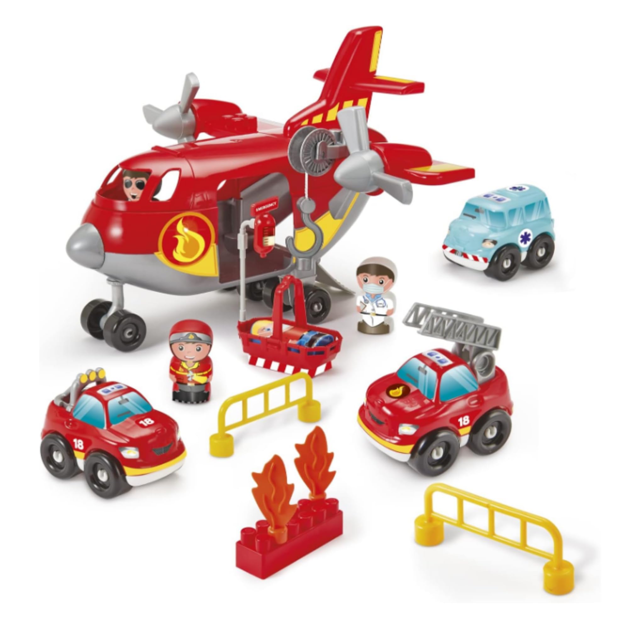 Ecoiffier Toys - 2996 - Samolot bojowy strażacki - Abrick - Zestaw konstrukcyjny dla dzieci - od 18 miesięcy - Wyprodukowano we Francji