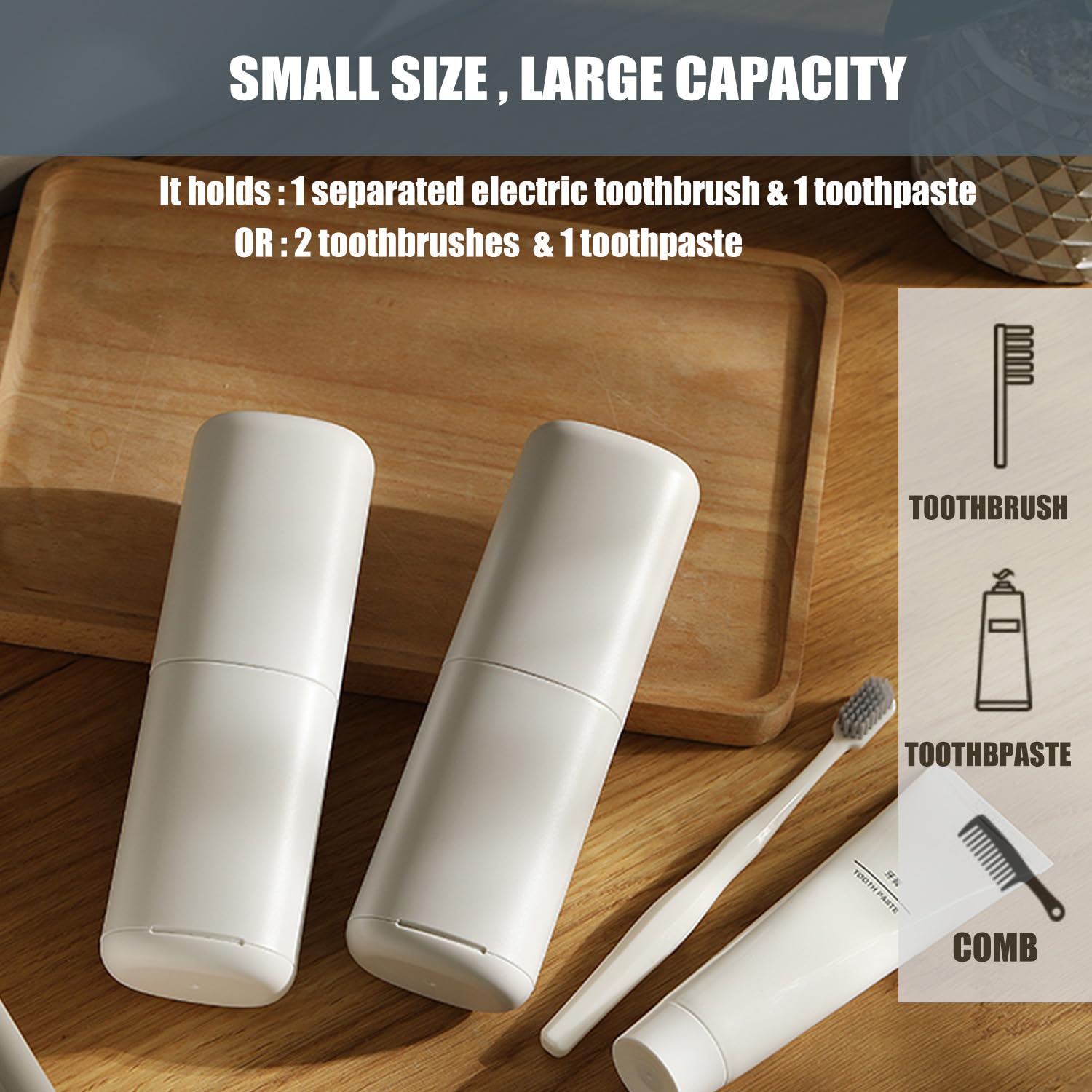 Estuche para cepillo de dientes de viaje premium con taza, diseño ovalado, adecuado para la mayoría de cepillos de dientes, cubierta desmontable para mantener limpio e higiénico, suave y duradero