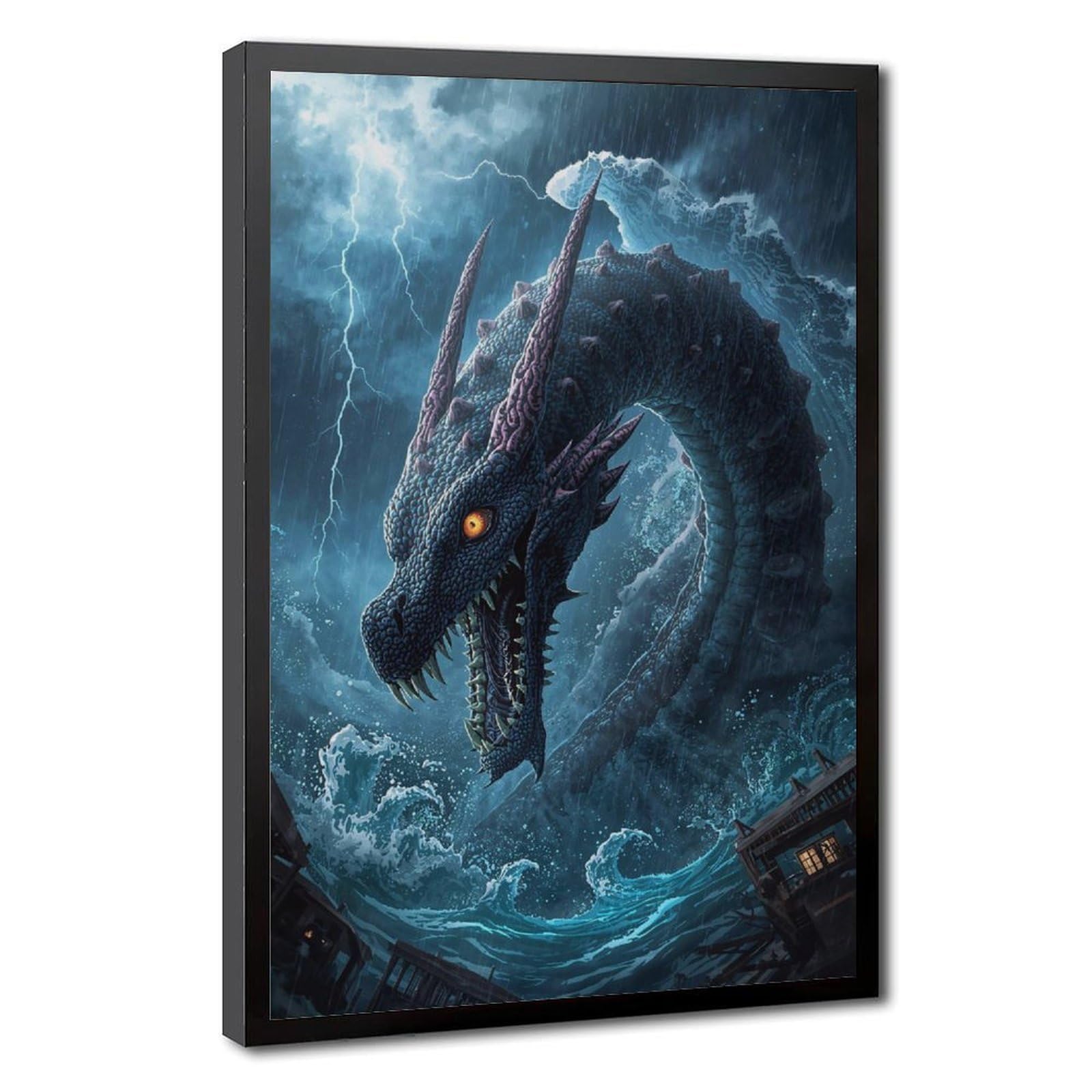 Bareronor Water Dragon - Fantasy Dragon Canvas Poster Bedroom Decor Landscape Office Room Decor Gift 20" L X 30" W