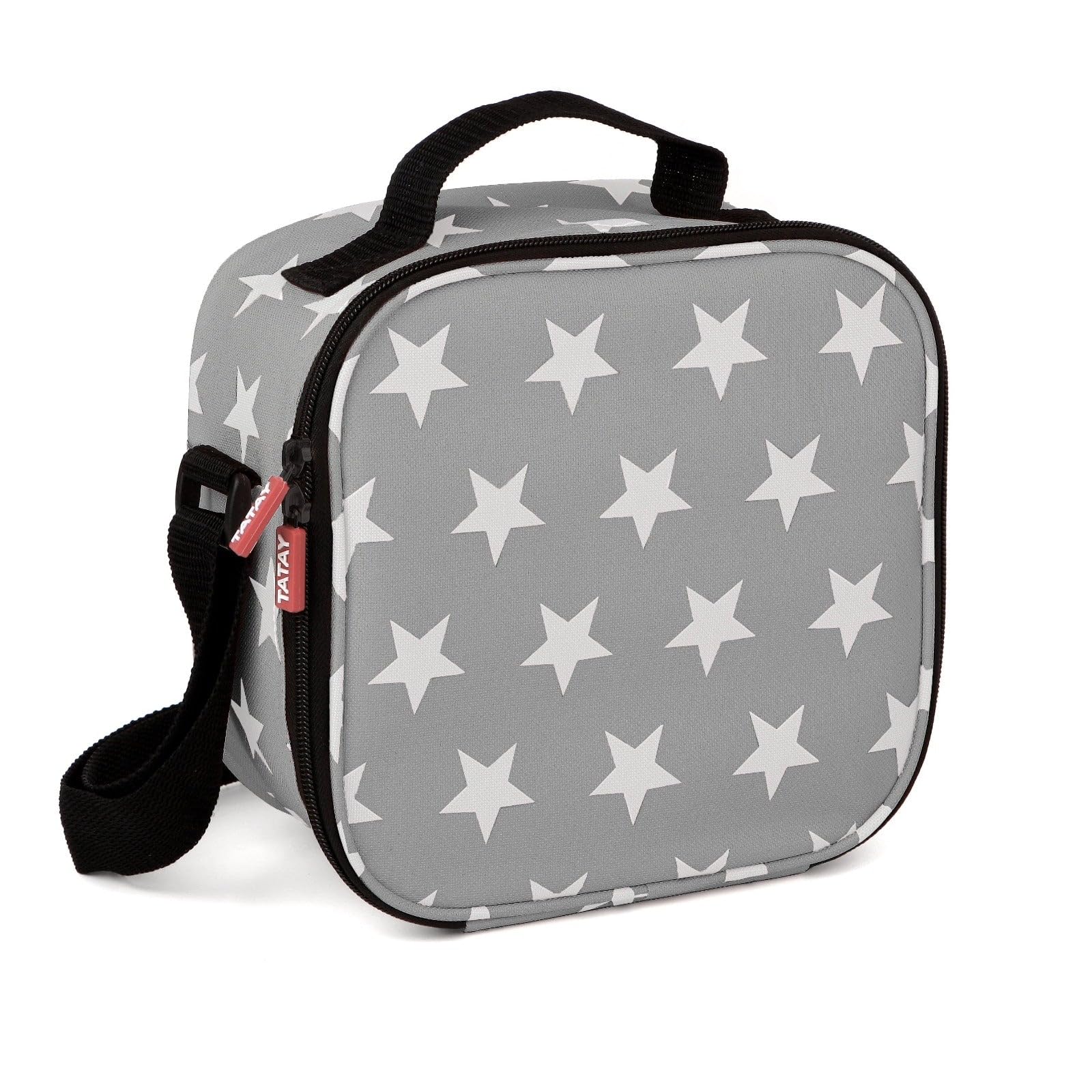 Tatay Bolsa Termica Porta Alimentos Impermeable - Urban Food Casual 3L | 4 Fiambreras: 2x0,5L + 2x0,2L | Triple Capa Aislante | Cuerpo Semirrígido | Bolsillo Interior | 22,5x10x22cm, Estrellas Gris