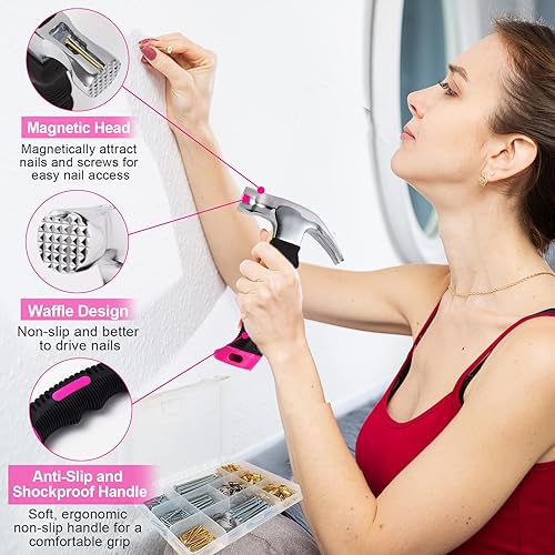 Miniatura 6 de Kit para colgar cuadros TOYIEW, 315 piezas de accesorios para colgar con ganchos, alambre, clavos, anilla en forma de D, kit para colgar en la pared