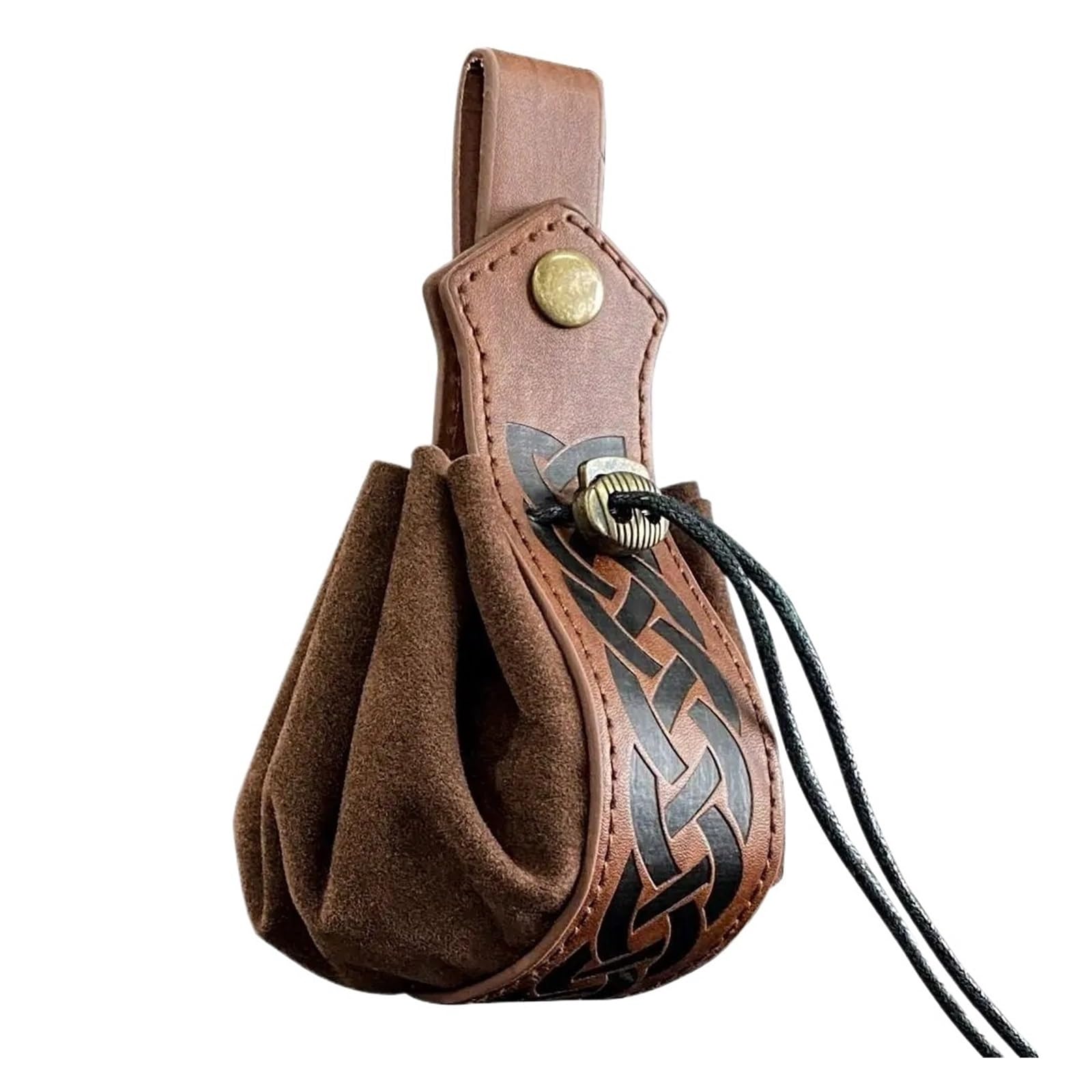 AYWTIUN Leather Drawstring Pouch Faux Leather Medieval Belt Bag Drawstring Portable Coin Purse Adjustable Pouch Cosplay