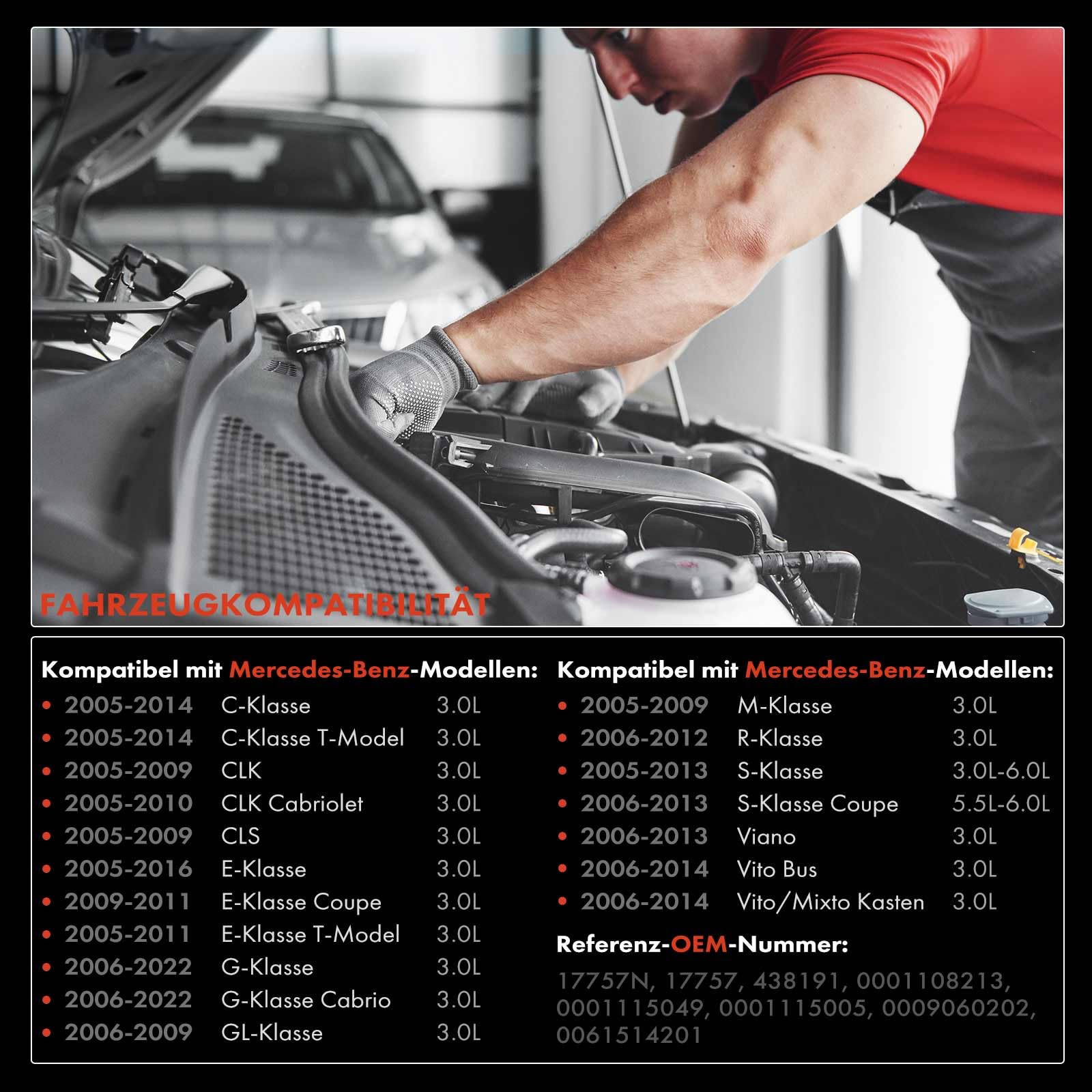 Frankberg Anlasser Starter 1.7KW Kompatibel mit C-Klasse W203 W204 S203 S204 E-Klasse CLK CLS G-Klasse GL-Klasse M-Klasse R-Klasse S-Klasse Viano Vito Replace# 0001115005