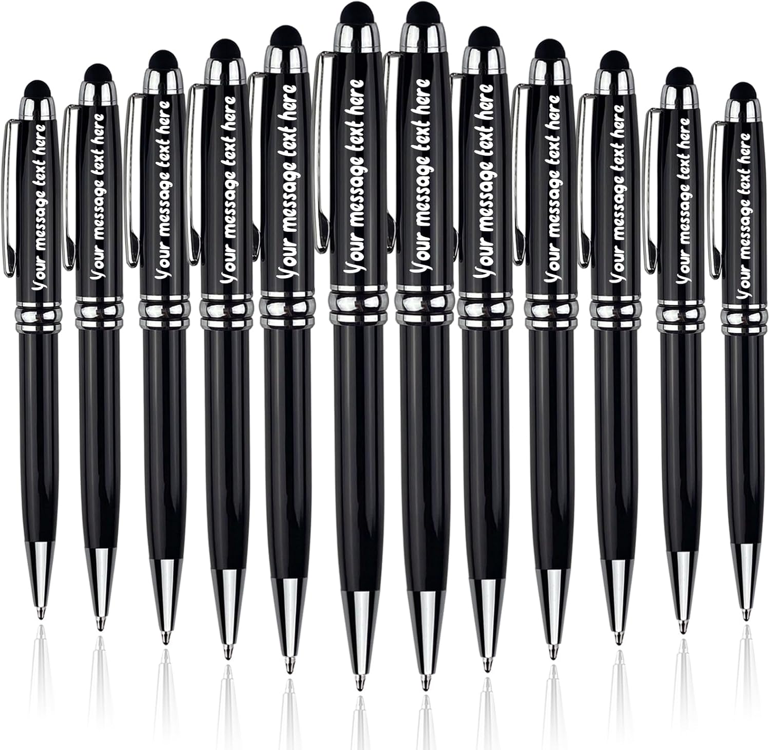 Yastar Personalized Gift Ballpoint Pens with Stylus - with 12 Black Ink Refills Custom Name Or Message Pens for Business, Teachers, and Students. Ideal Gift for Graduations 2026, 12pcs/Pack
