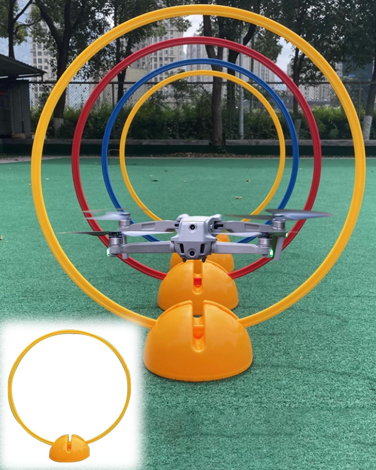 Drone tor Przeszkód Zestaw Treningowy do Wyścigów Dronów ma Świeżym Powietrzu z Podstawą, Brama do Wyścigów Quadrocopterów dla Początkujących, Zestaw do Domowego(YELLOW-40CM(15.7"))