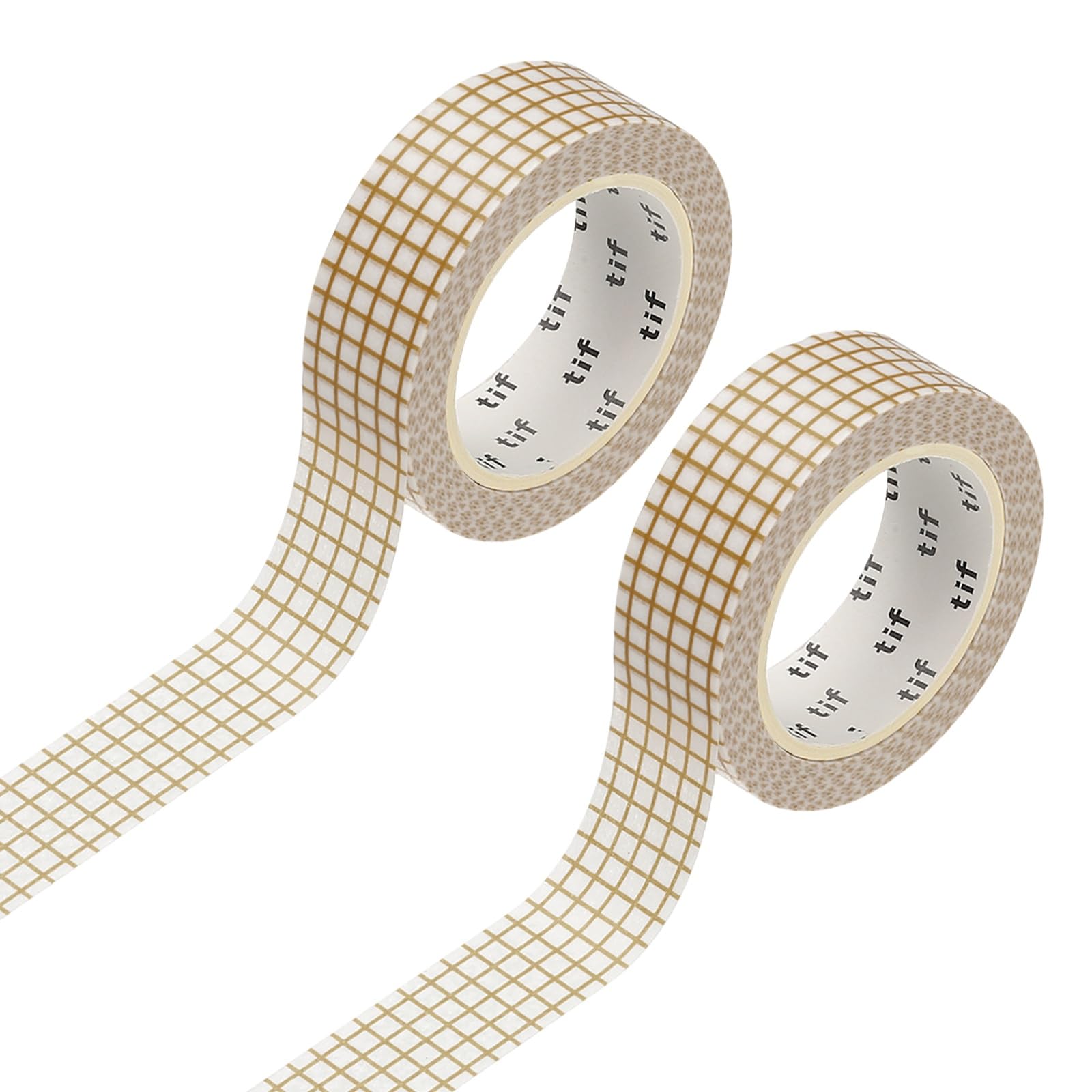 sourcing map 2 Rolls Grid Washi Tape, 0.6 Inch x 11 Yards Decorative Tape Colored Masking Tapes Crafting Supplies for DIY Crafts, Gift Wrapping, Scrapbook, Party Decorations, Wooden Color