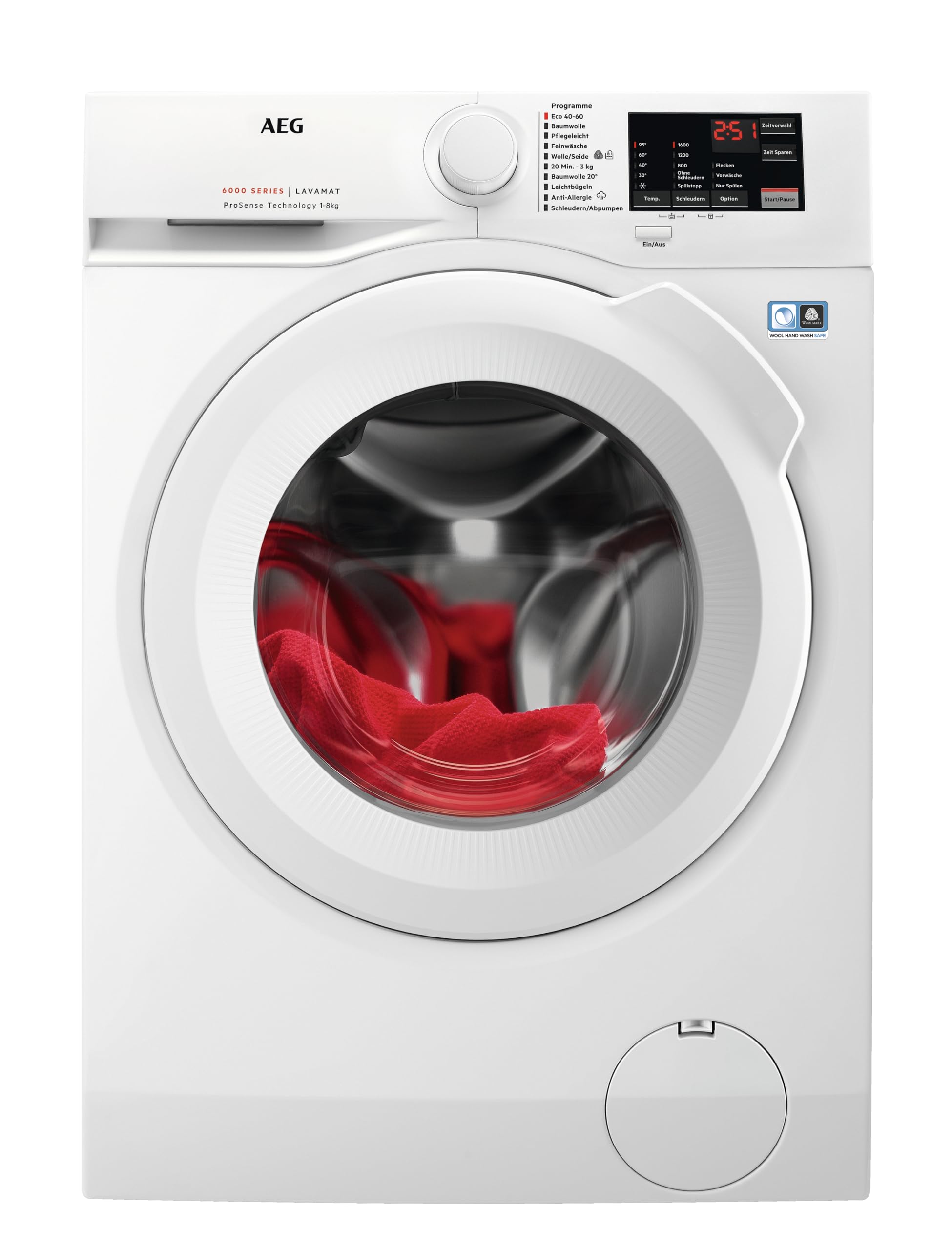 AEG Waschmaschine, 8,0 kg, Leise, Mengenautomatik, Nachlegefunktion, Kindersicherung, Schontrommel, Wasserstopp, 1600 U/min, L6FBA51680