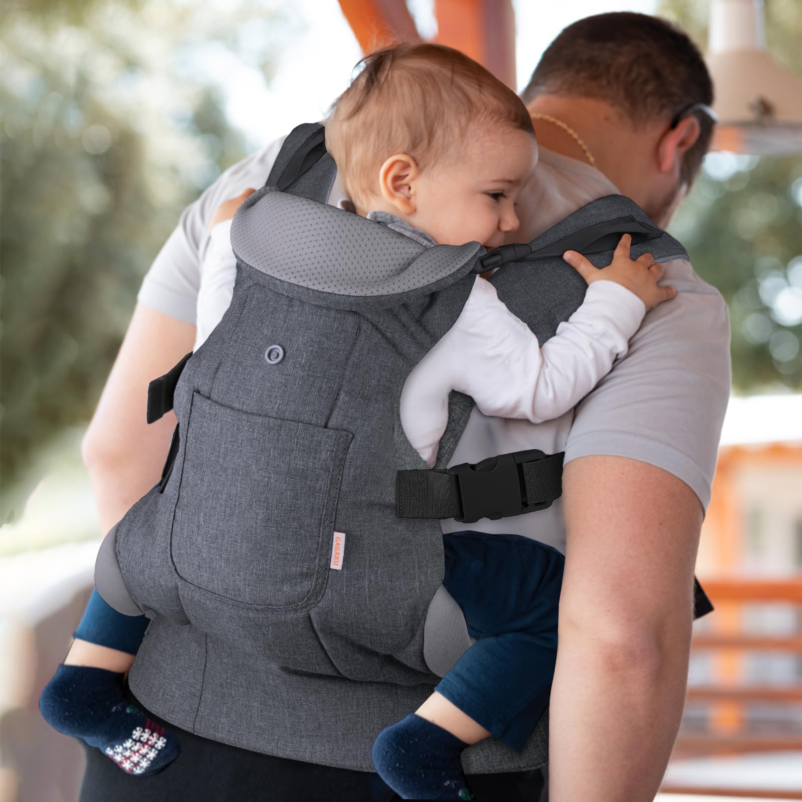 GAGAKU Porte-bébé pour bébés et tout-petits de 0 à 36 mois, Advanced 4-en-1 Porte bebe Facile à porter en position face à face vers l'avant et vers l'arrière pour enfants-Gris foncé - 3