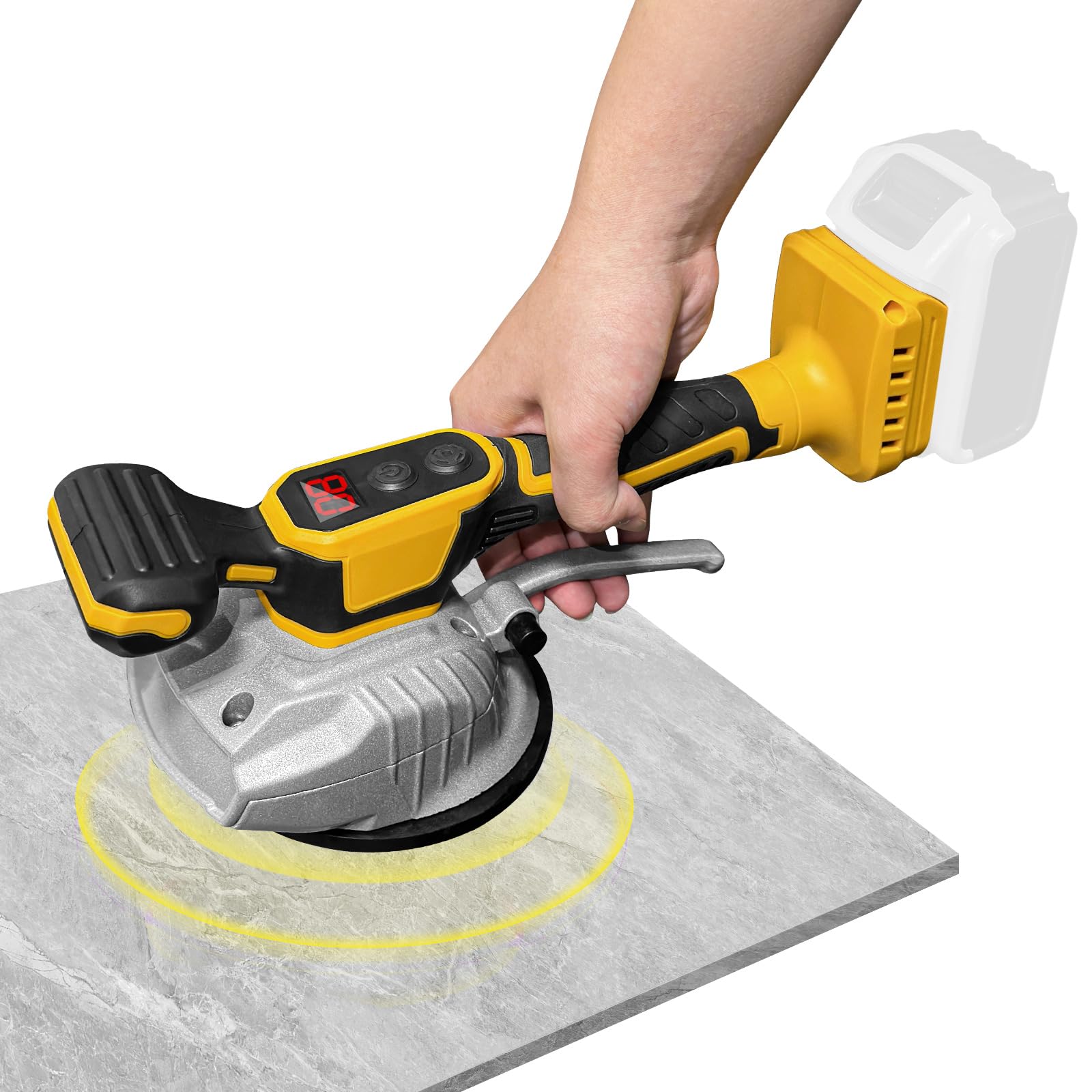 Dewalt Akku Fliesenrüttler 20V, Fliesenvibrator 8 Stufen Geschwindigkeit, 13cm Saugnapf, 50kg Adsorption