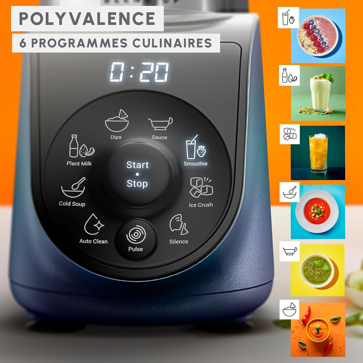 Moulinex Blend Up LM19H4F0 wydajny blender 1000 W, 8 programów automatycznych, kruszarka do lodu,