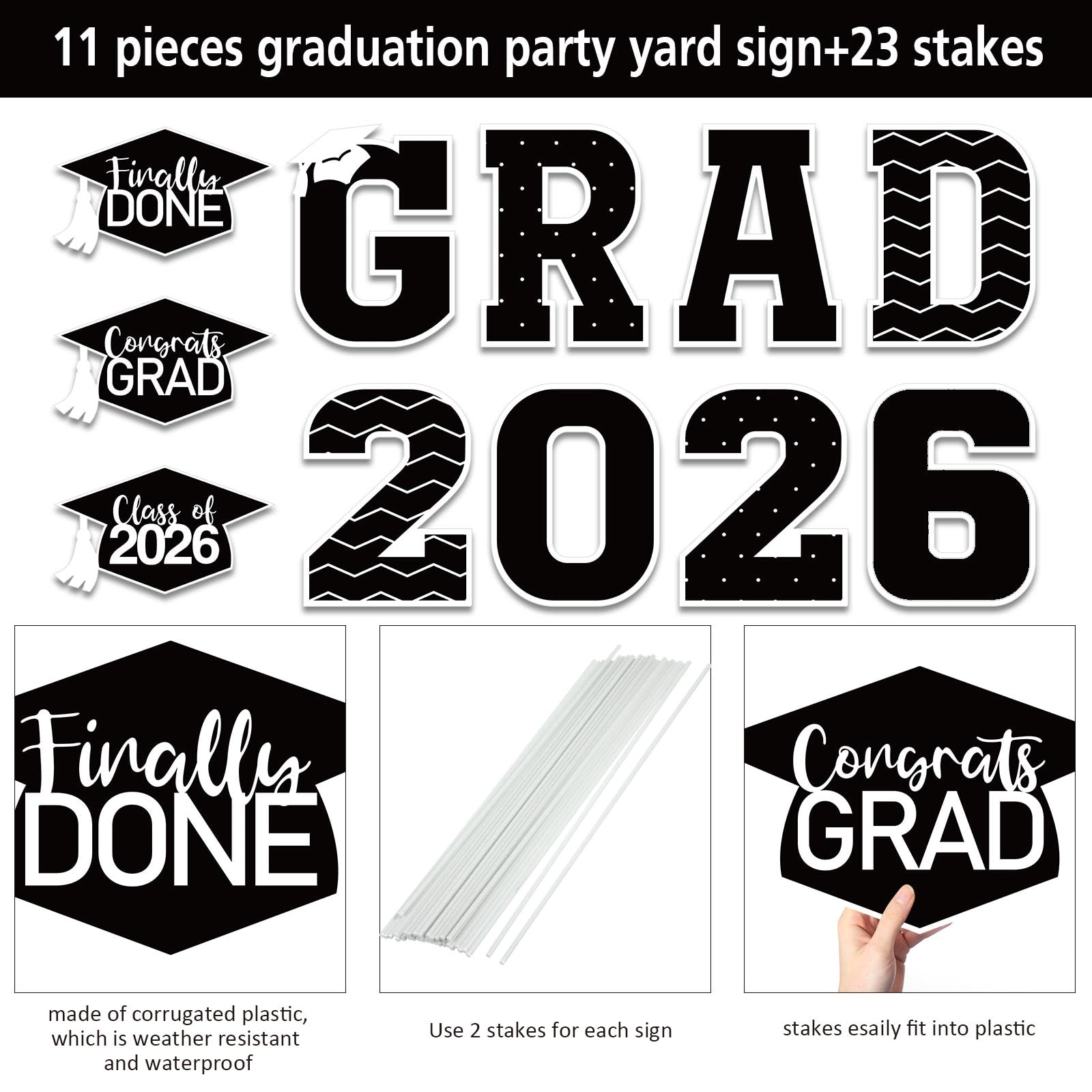 Snapklik.com : Tatuo 11 Pcs Graduation Yard Sign Decorations Congrats ...