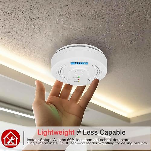 Miniatura 7 de Detector digital de monóxido de carbono con pantalla LCD y advertencia de sonido, indicadores de fallaalarmafuncionamiento, funciona con pilas AA,