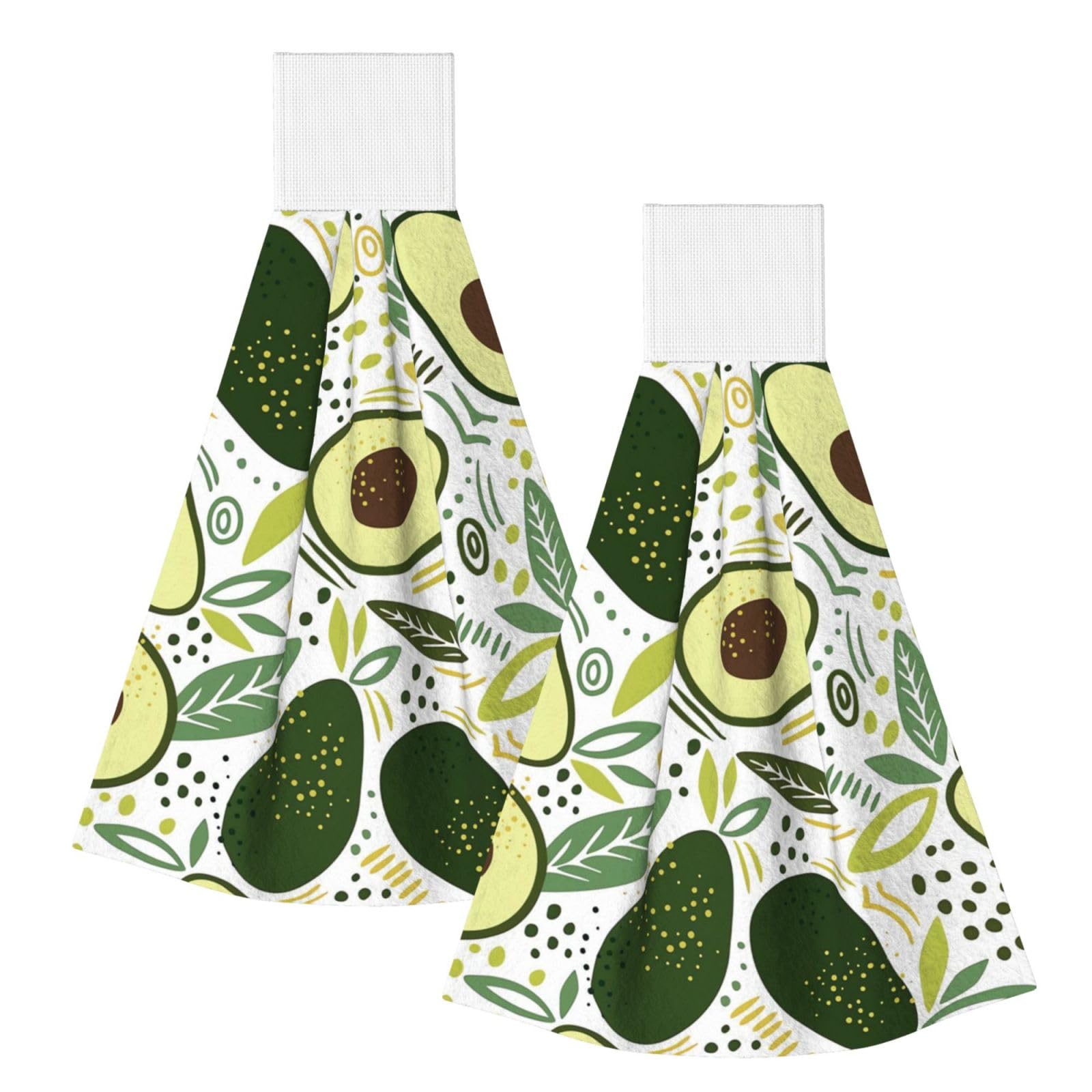DOPKLNA Avocado, 2 Pcs Hanging Coral Fiber Hand Towels for Bathroom, Absorbent Kitchen Towels