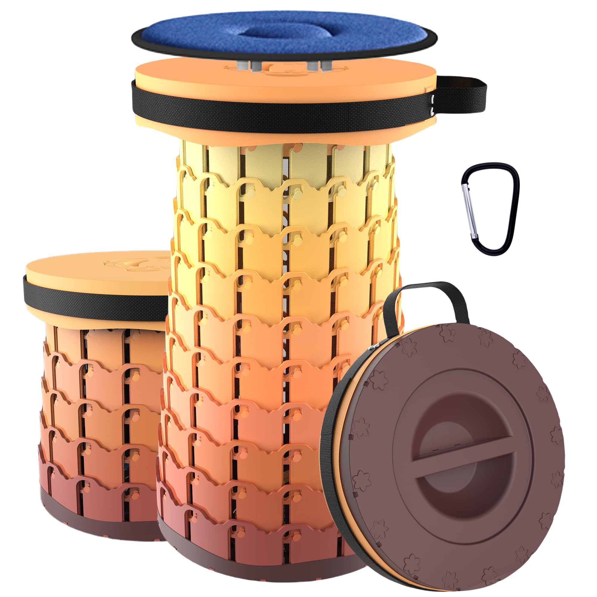 ALEVMOOM Upgraded XXL 19.7" Collapsible Stool with Cushion, Heavy Duty Portable Folding Stool Max Load 1000 lbs, Retractable Telescoping Foldable Seat