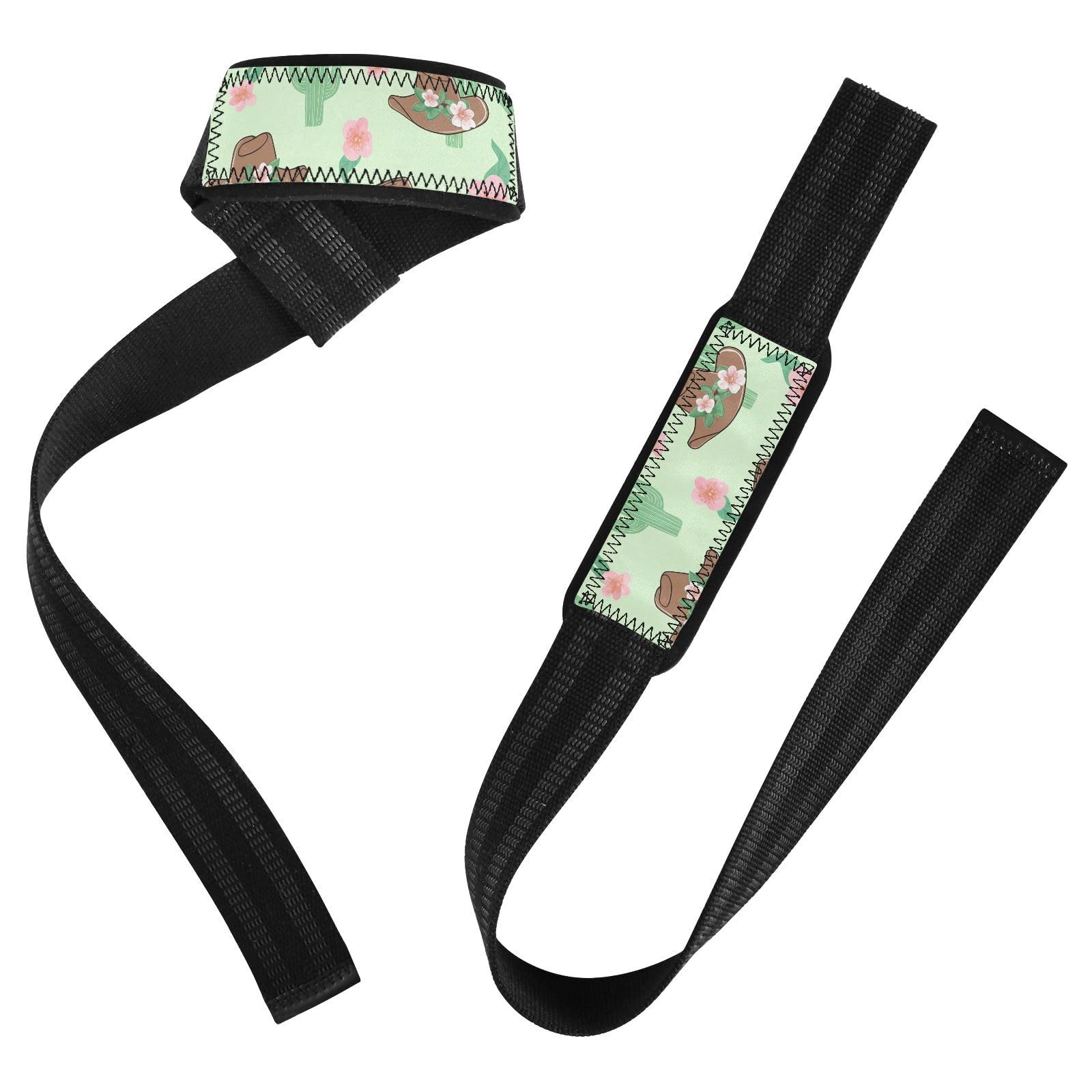 STAYTOP Floral Cowboy Hats Wrist Straps for Weightlifting,Lifting Straps with Neoprene Cushioned Wrist Padded and Anti-Skid Silicone for Strength Training,Bodybuilding,Deadlifting