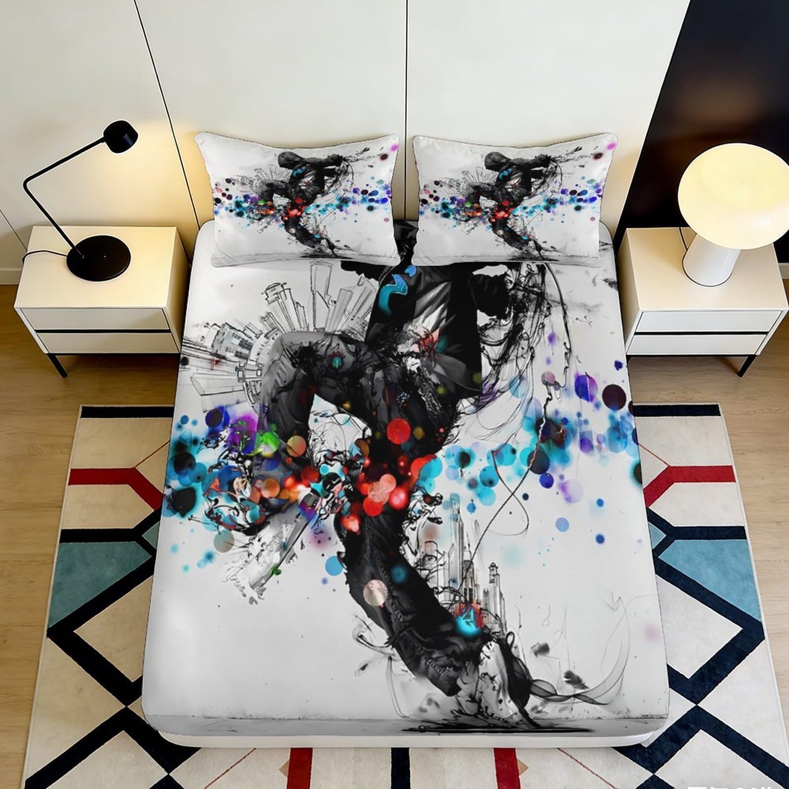Pnayamiorkfel Style-6 3D Printed Urban Graffiti Fitted Sheet Microfiber Artistic Splash Mattress Cover For Bedroom Dorm Decor 90X200x25cm