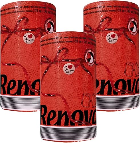 Juego de 3, 6 u 8 rollos de papel de 2 capas, 120 hojas altamente absorbentes, 3, 6 u 8 (3 rollos, rojo)