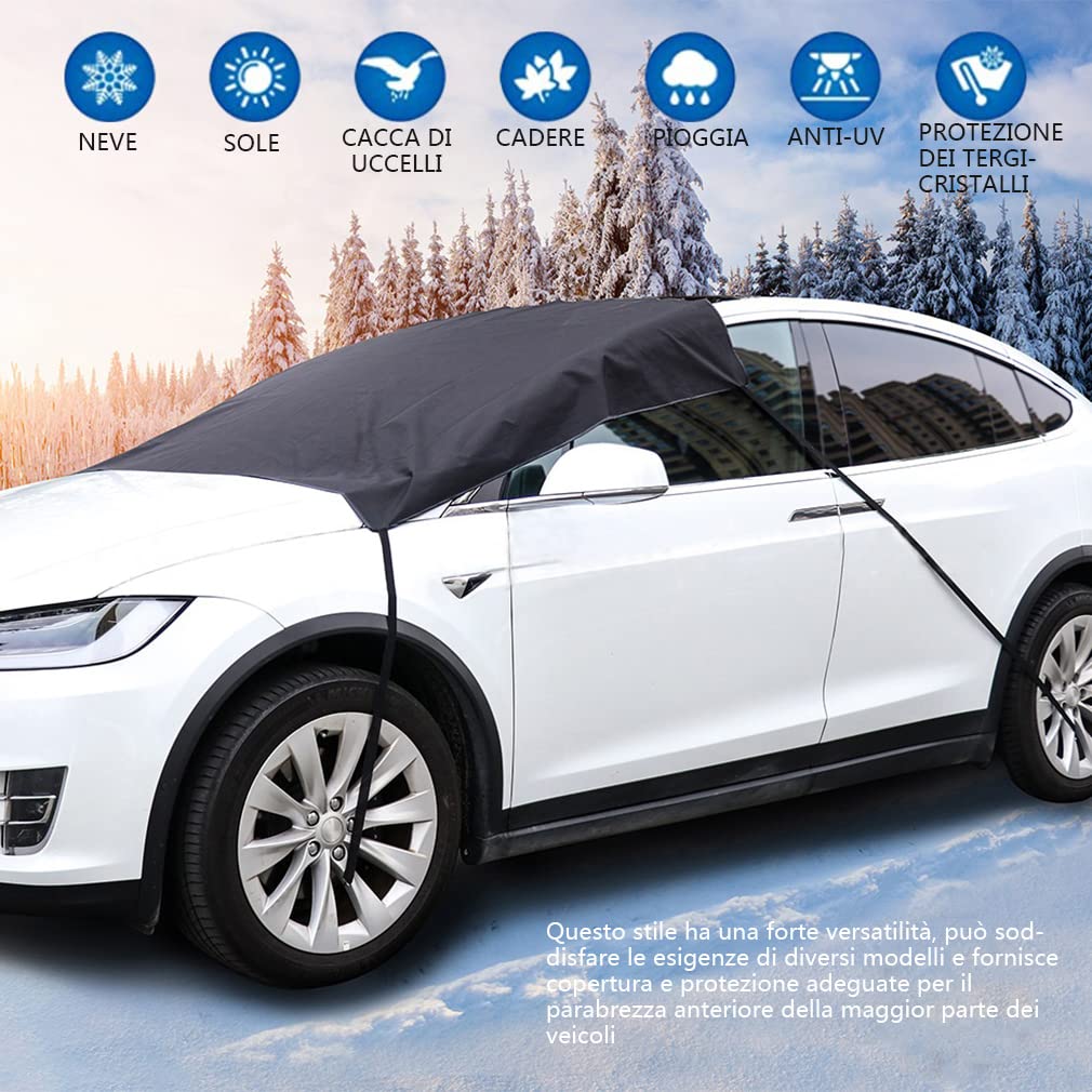 Copertura per Parabrezza per Auto,Protezione Parabrezza Antighiaccio,Visiera,Protezione per Neve,Ghiaccio,UV e Gelo,Tessuto Oxford,Facile da Installare-Universal Square