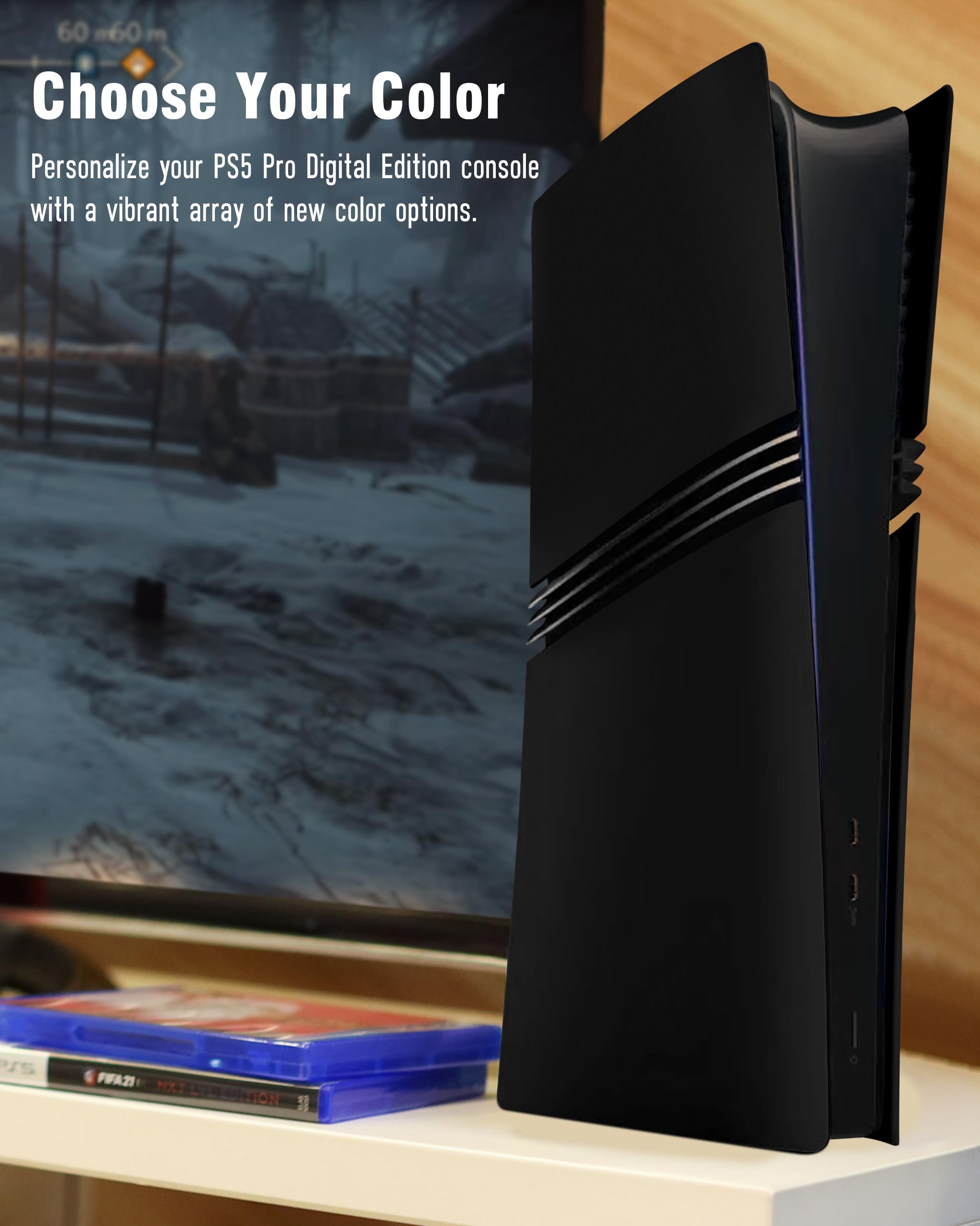 Joso Frontblende für PS5 Pro Digital Edition, Kratzfeste und staubdichte Ersatzabdeckung, passgenaue Abdeckung für PS5 Pro-Konsole (Digitalversion), einfache Installation–Schwarz