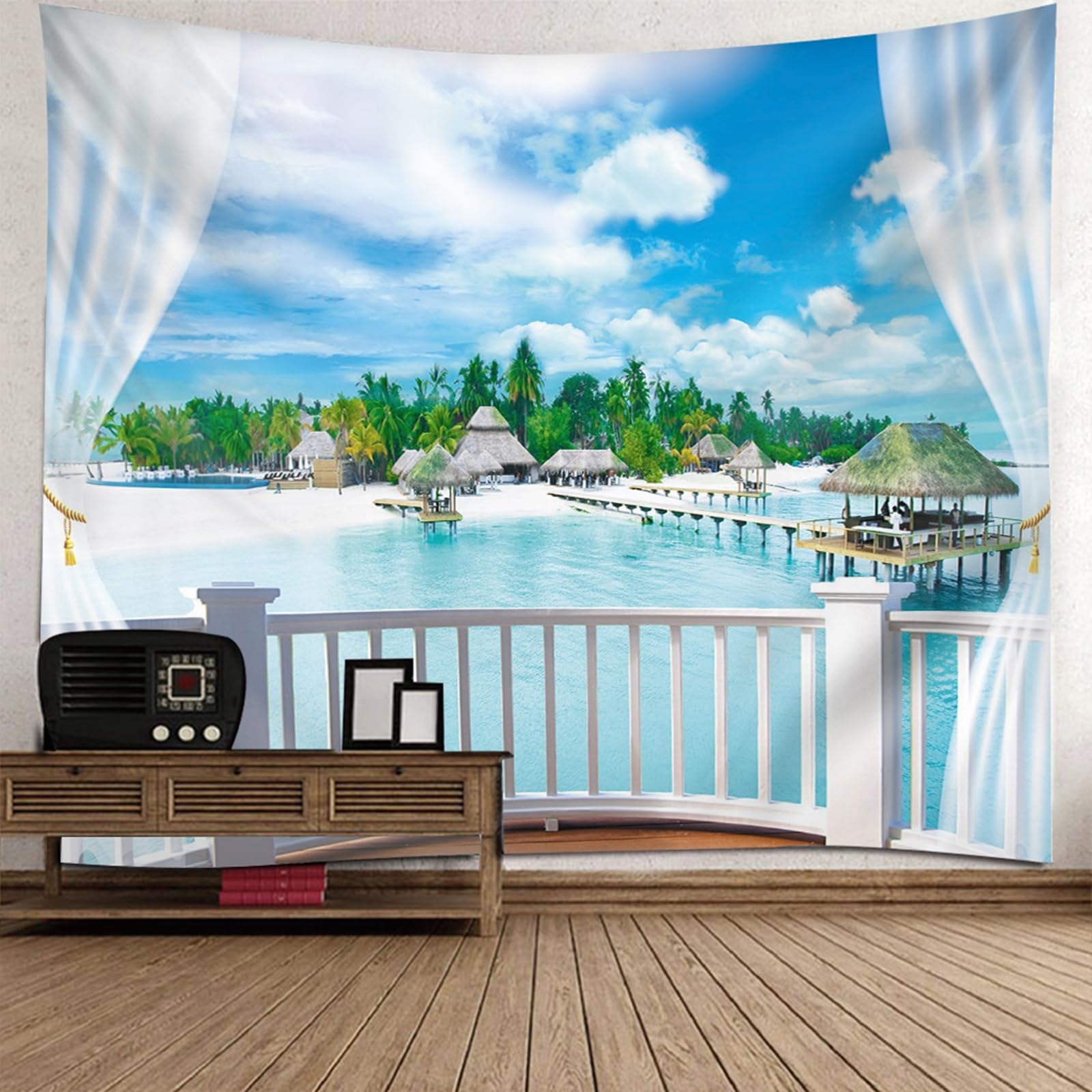Tapiz de playa con cocoteros para transformar tu dormitorio en un paraíso 6