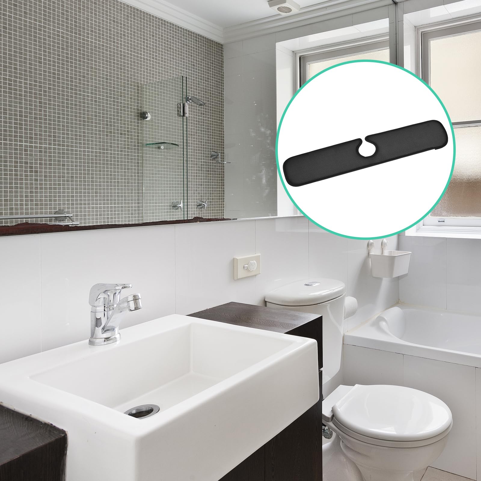 HighydroLED Protection Anti-éclaboussures D'évier De 81,3 Cm, Tapis De Robinet De 81,3 X 14 Cm, Tapis D'égouttoir En Silicone Pour Cuisine, Salle De Bain, Buanderie, Ferme, Bar, Camping-car, Gris