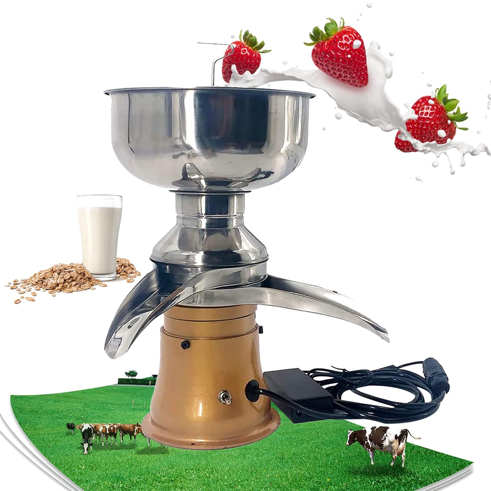 Wirówka do mleka elektryczna, separator śmietanki ze świeżego mleka, odtłuszczanie, 50 l/h do mleka owczego, koziego lub innych produktów mlecznych