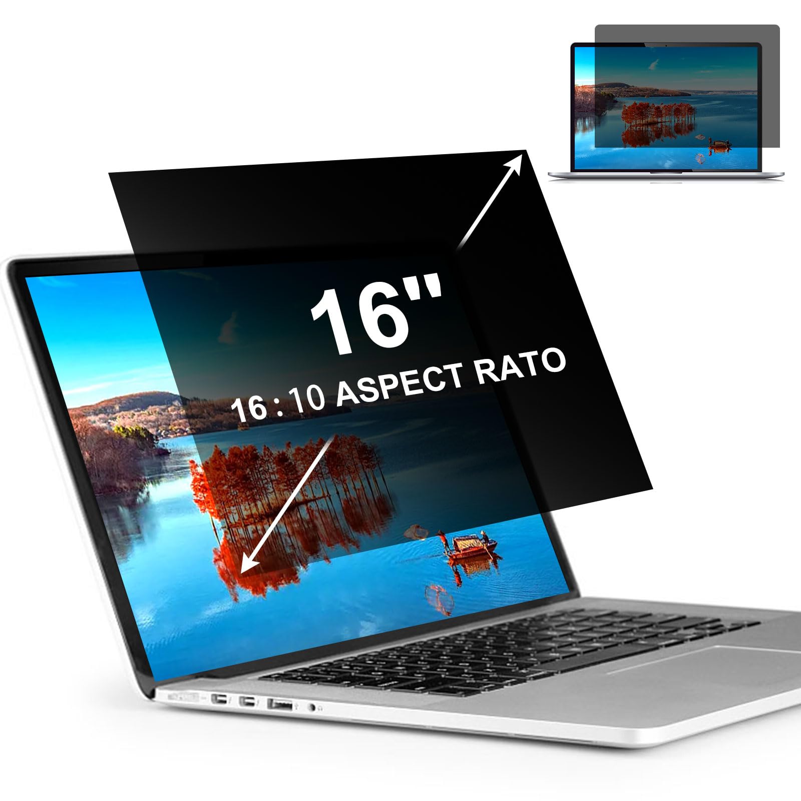 LILIONGTH16 inch 16:10 Laptop Privacy Screen Protector, Privacy Filter Screen Protector for 16" Laptops, Anti Peek and Glare Privacy Screen Protector for Lenovo, HP, Dell, ASUS