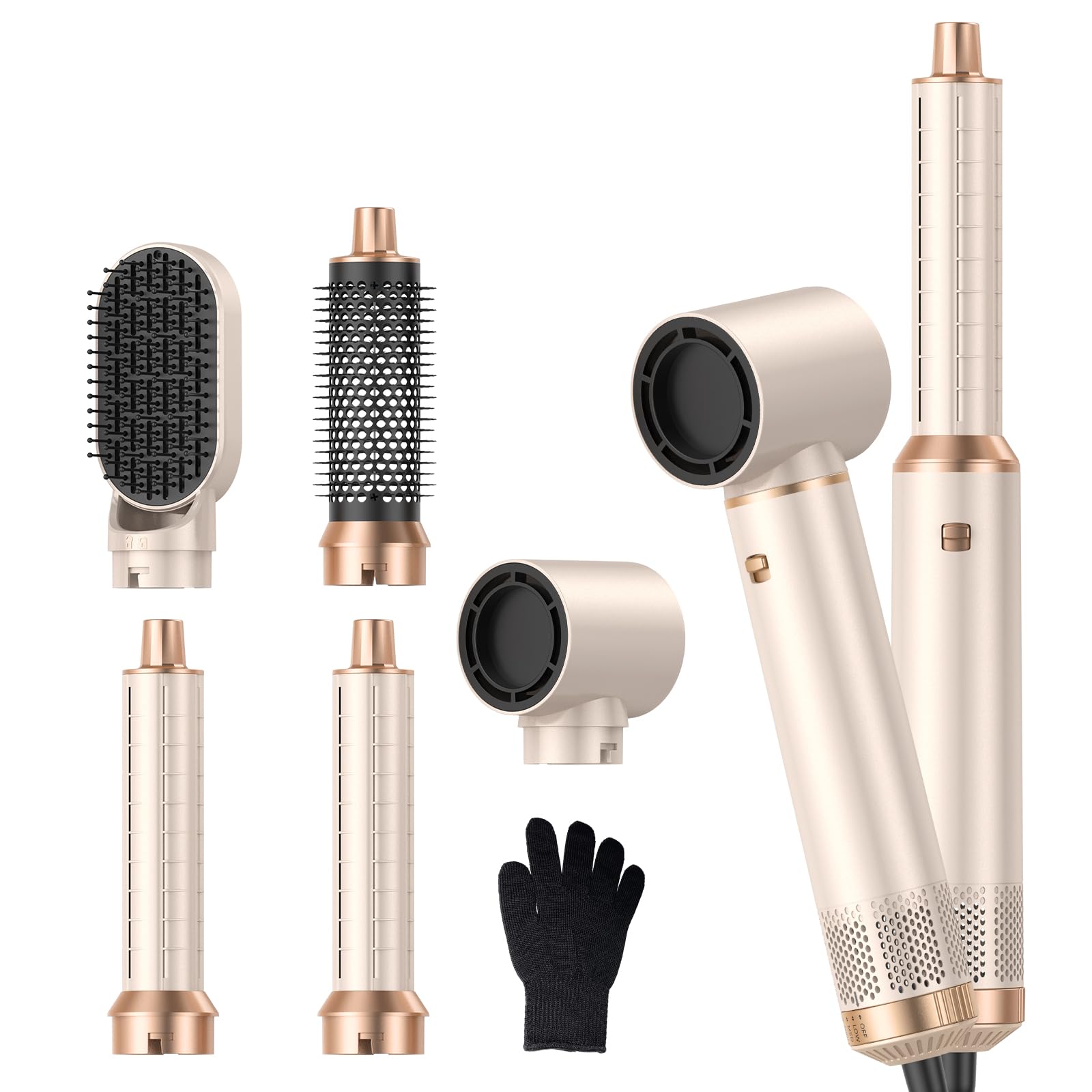 Blow Dryer Brush Set with Air Curler Wrap Hair Styler, Negative Ionic Blow Dry Brush, Detachable Hair Tool for Curling, Volumizer,Straightener,Drying