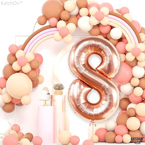 Miniatura 973 de KatchOn, Globo dorado gigante del número 8 de 40 pulgadas, globo dorado del número 8 para decoraciones de cumpleaños de 8 años para niñas
