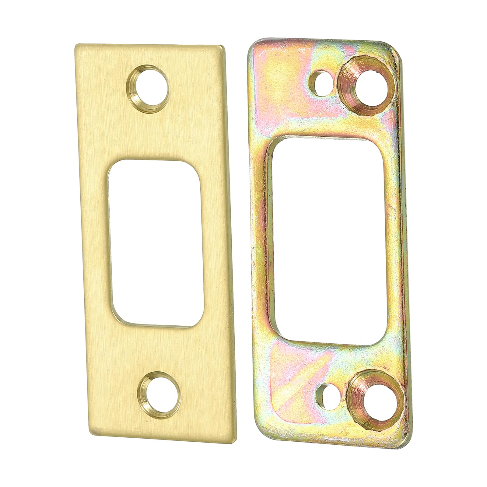 uxcell 1 Set Door Strike Plate, 70mm x 28.4mm Stainless Steel Latch Deadbolt Replacement Lock Strike Plate for Door Frame Door Jamb Reinforcement, Gold