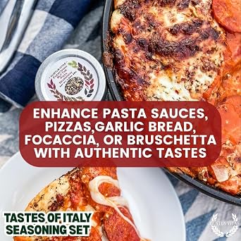 Italian Seasoning Gift Set | Tastes of Italy | Artisanal Spice Blends Six Pack | Non GMO, All Natural | No MSG, Gluten, Soy, Nuts | Small Batch, Hand Made Seasonings | No Artificial Ingredients, Ultra Premium | Made in USA | GLP-1 Friendly | Magnetic Tins | Gustus Vitae | All Occasion Gift