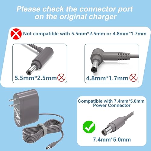 Miniatura 5 de VHBW Cargador de 24.35 V para aspiradora Dyson DC35 DC30 DC31 DC34 DC44 DC45 DC56 DC57, cargador Dyson de repuesto PN 917530-11 01 02 17530-02 03 (6