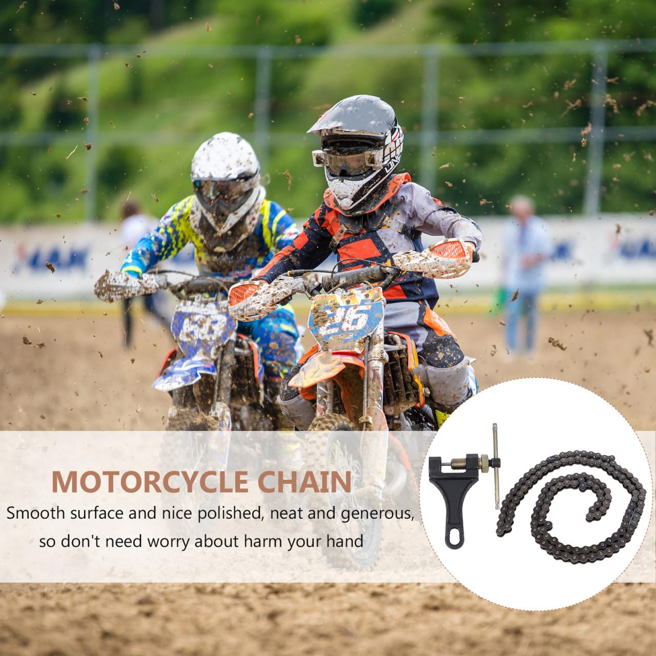 Motorradkette Glieder Offroad Kette mit Kettennieter Langlebig Rostbeständig Ersatz für Dirt Bike Geländemotorrad Teile