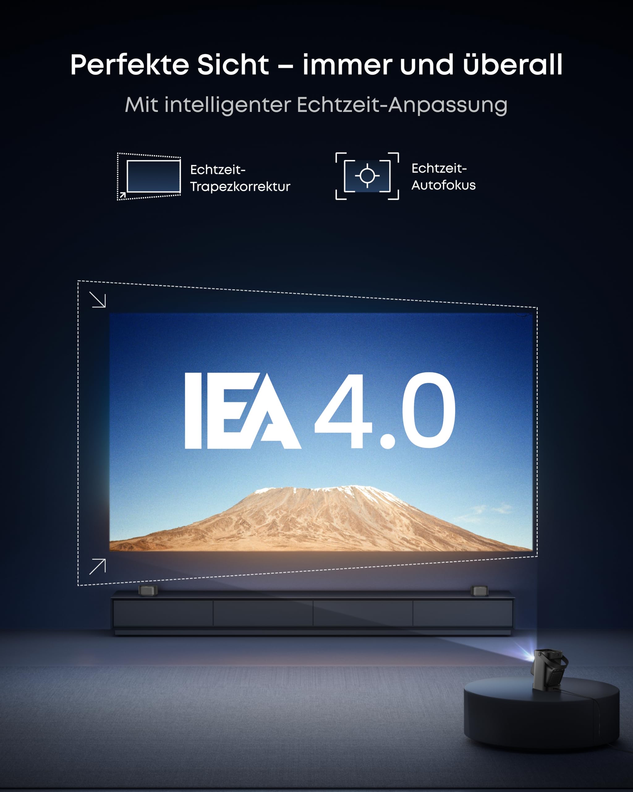 Nebula by Anker P1 Tragbarer Projektor, kabellose, abnehmbare Lautsprecher | 1080P, 650 ANSI Lumen, 20W 2.0 Surround Sound, 130° Dual-Arm Gimbal, Auto-Bildanpassung, 120" Bildschirm, Tragegriff, GTV