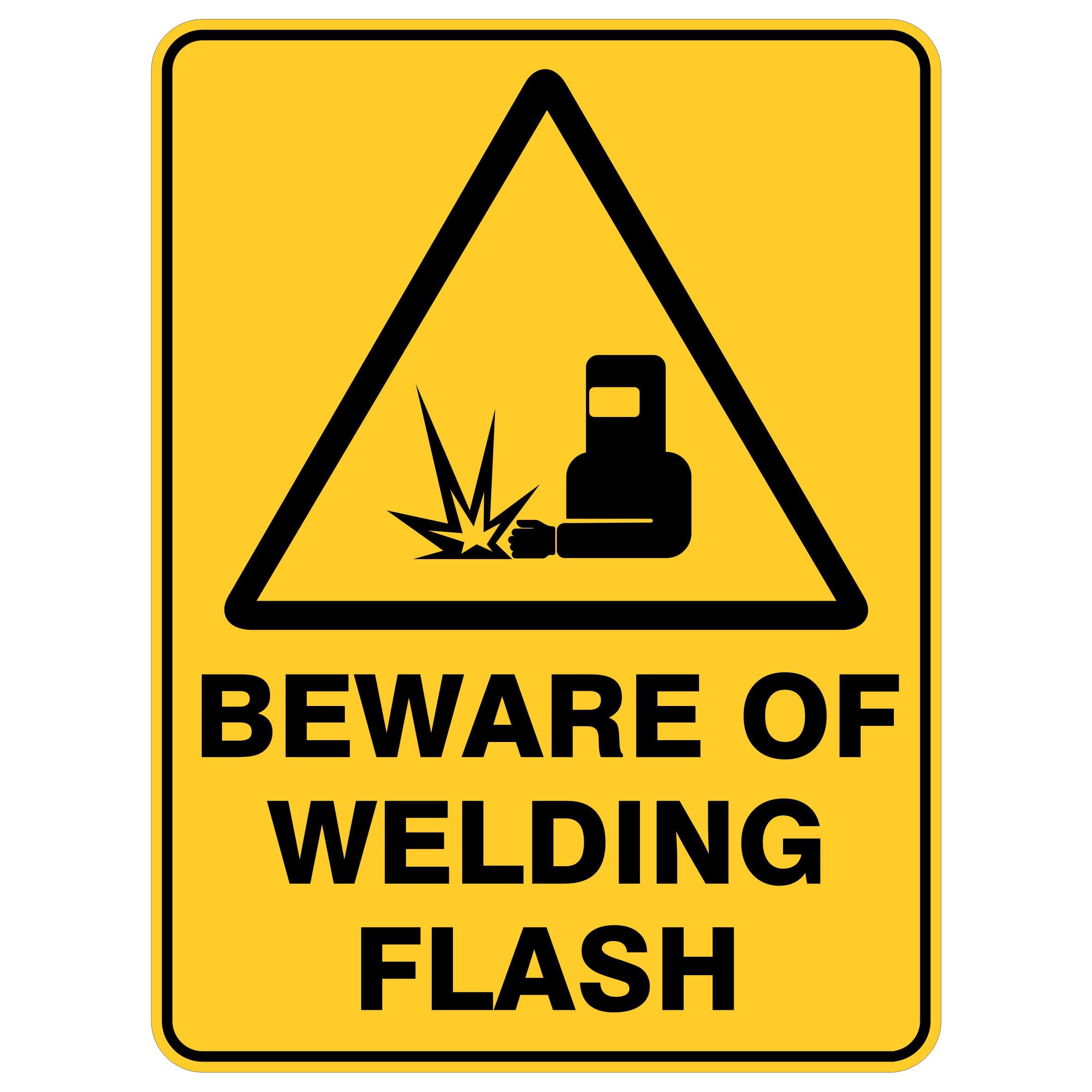Beware Of Welding Flash Warning Signs Metal Tin Sign 8 x 12 inch for Industrial & Commercial
