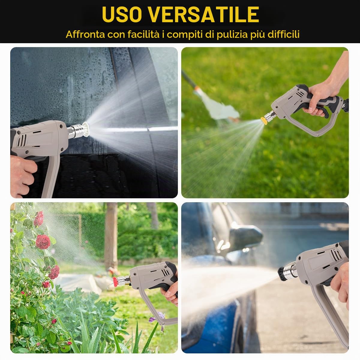 4000 PSI idropulitrice pistola, Yuirshion 5 ugelli attacco rapido pistola lavaggio auto, con interfaccia M22, compatibile con adattatore Karcher K1-K7, set di pistole per lavaggio auto