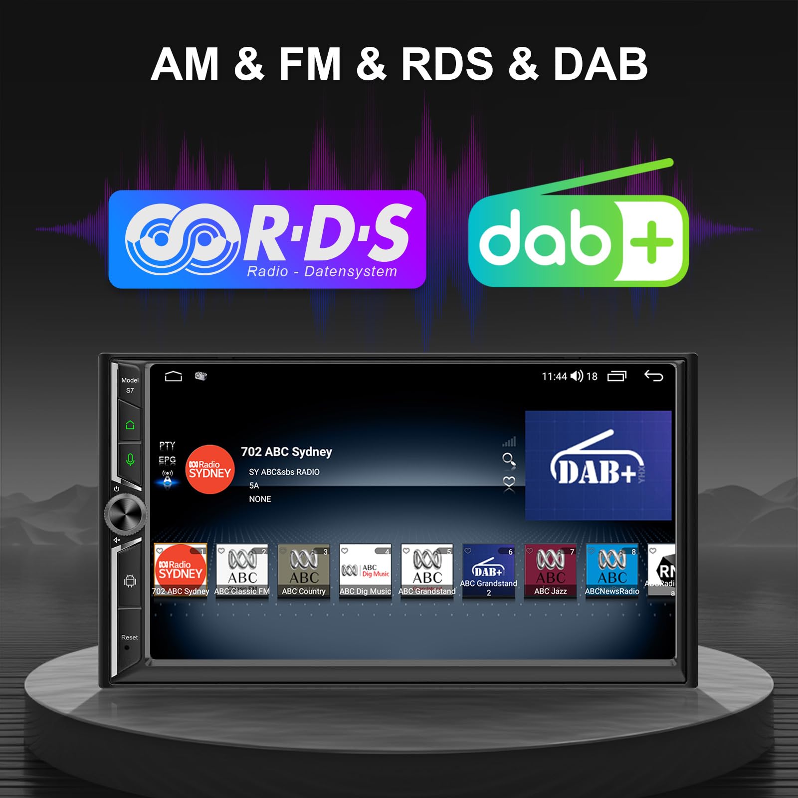 DAB+ Autoradio Android Doppel Din Radio mit Wireless Carplay Wireless Android Auto mit Bildschirm, 8 Core 4G+64G 7 Zoll Car Play Auto Radio 2Din Touch Display mit Navi, Bluetooth, GPS, WiFi, AM/FM/RDS