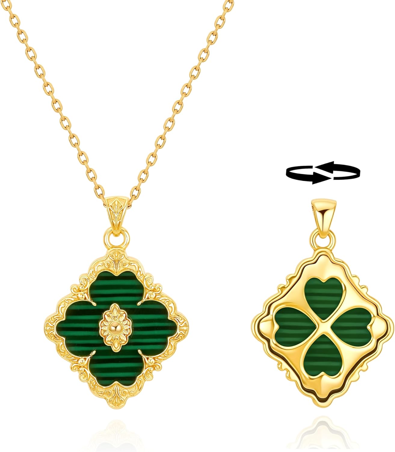 Gold Clover Necklace for Women ，Dainty 14K Gold Plated Pendant Necklace Colorful Clover Pendant Lucky Necklaces for Women Jewelry
