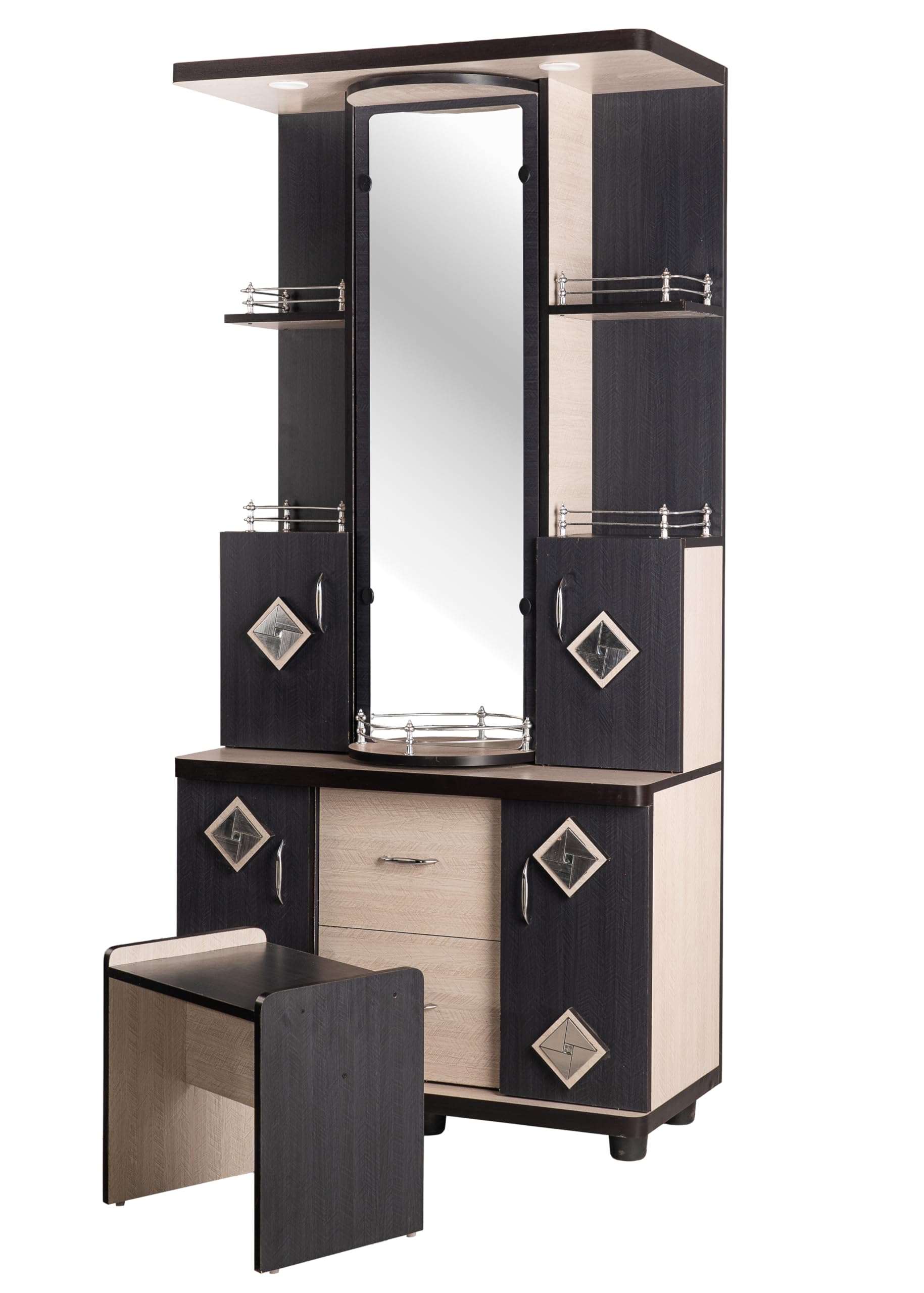 SARVESH - Wooden Dressing Table - 6 x 2.5 Feet- Wardrobe for Men & Women, Rotatation Dual Options of Mirror & Shelves-image-28
