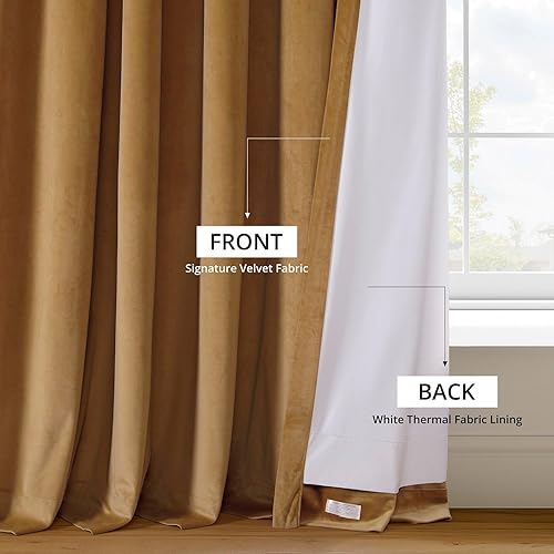 Miniatura 9 de HPD Half Price Drapes - Cortinas blackout de terciopelo, extraanchas, con bloqueo total de calor y luz, para sala de estar (1 panel), 100 pulgadas