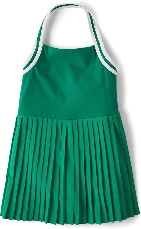 The Children's Place Girls' Active Sleevless Quick Dry Halter Pleated Tennis Dresses