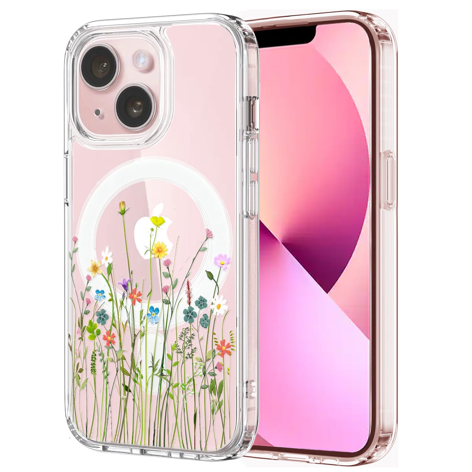 Klare IPhone 12 Mini / 13 Mini Hülle Mit MagSafe – Transparent, Stoßfest & Mit Blumenmuster