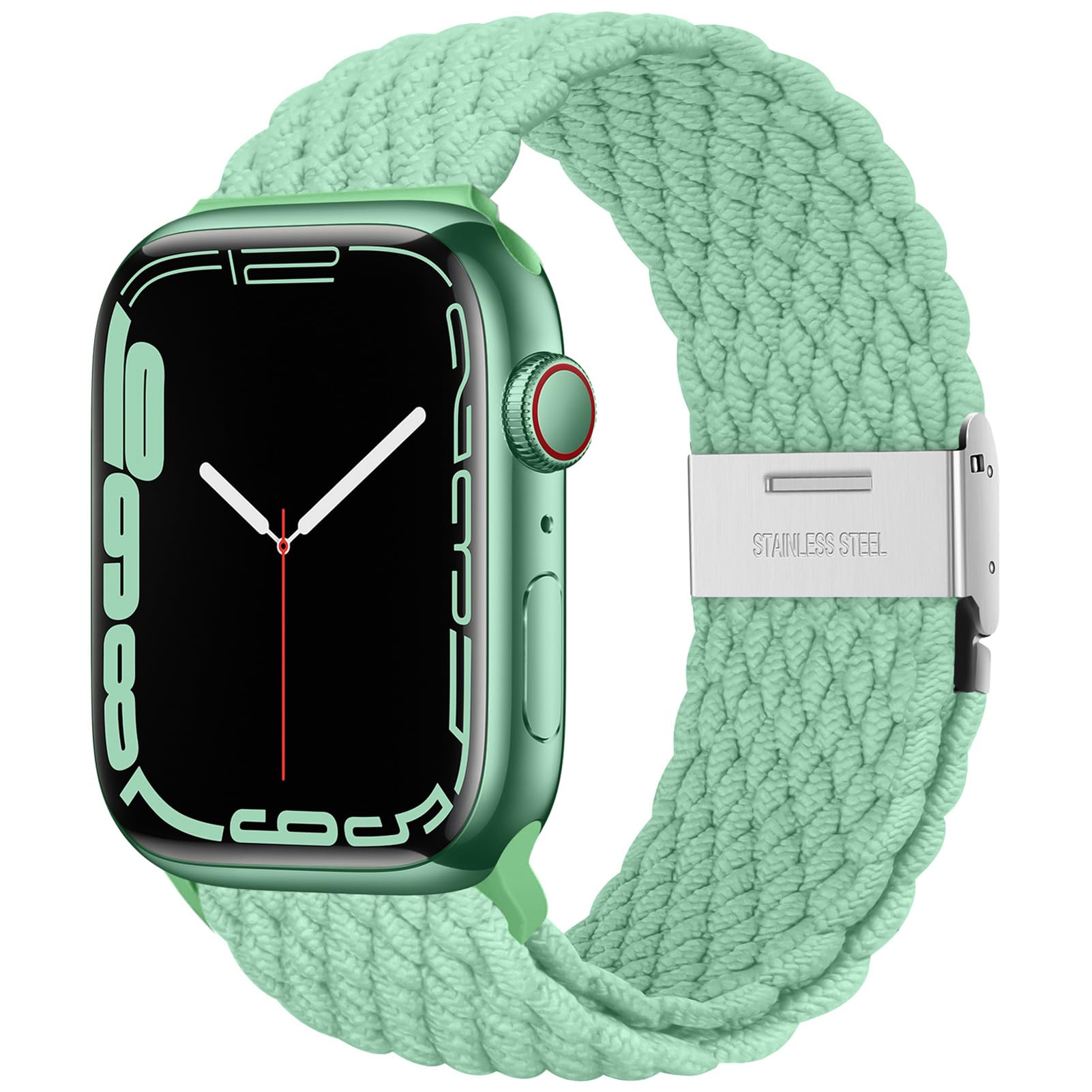 Qimela Compatible with Apple Watch Band 38mm 40mm 41mm 42mm 44mm 45mm 46mm 49mm for Women Men,Sport Solo Loop Strap Stretchy Nylon Braided Wristband
